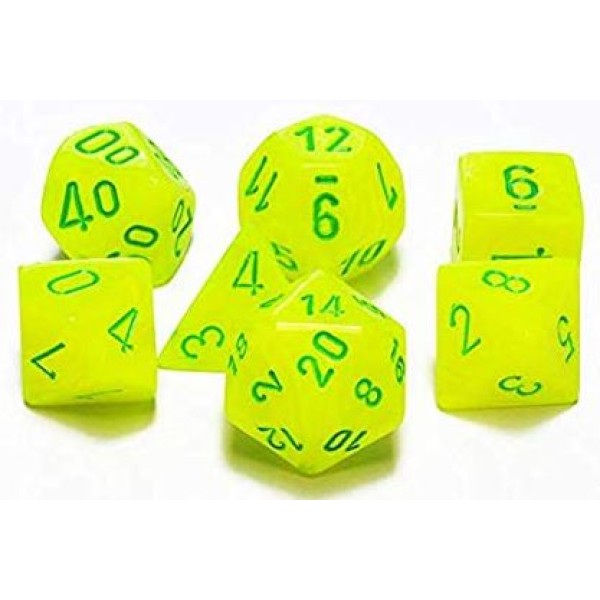 Chessex Rpg Dice Vortex Electric Yellowgreen Polyhedral 7 Die Set 2844